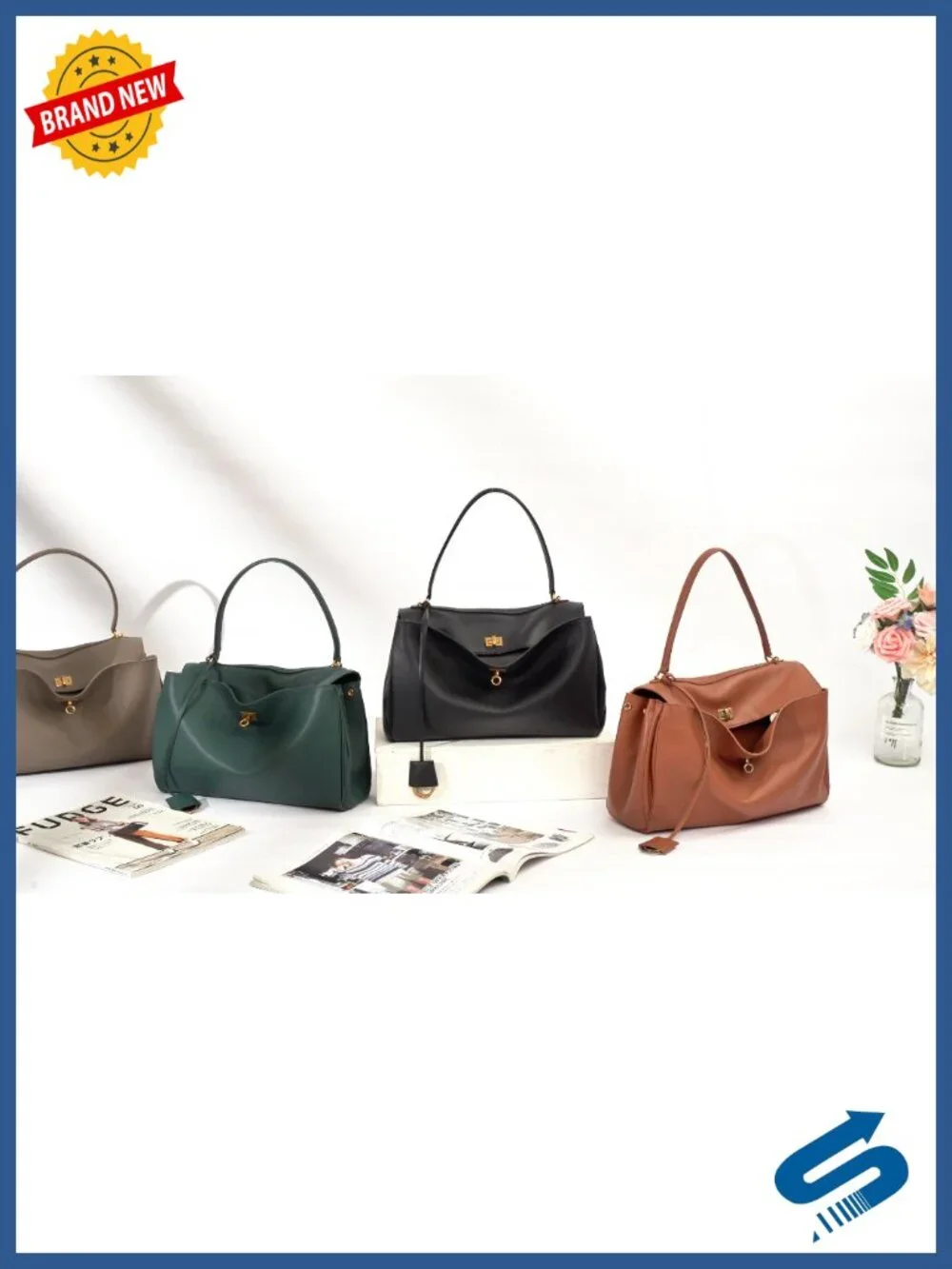 Genuine Leather Tote Bag: Soft Cowhide Shoulder Handbag Satchel Purse for